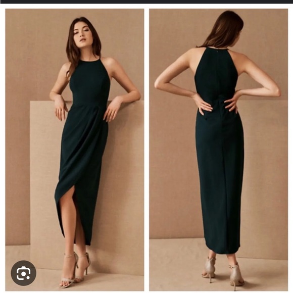 BHLDN Halter-Neck Navy Maxi Dress w/ side-slit. Never worn! - Picture 2 of 12